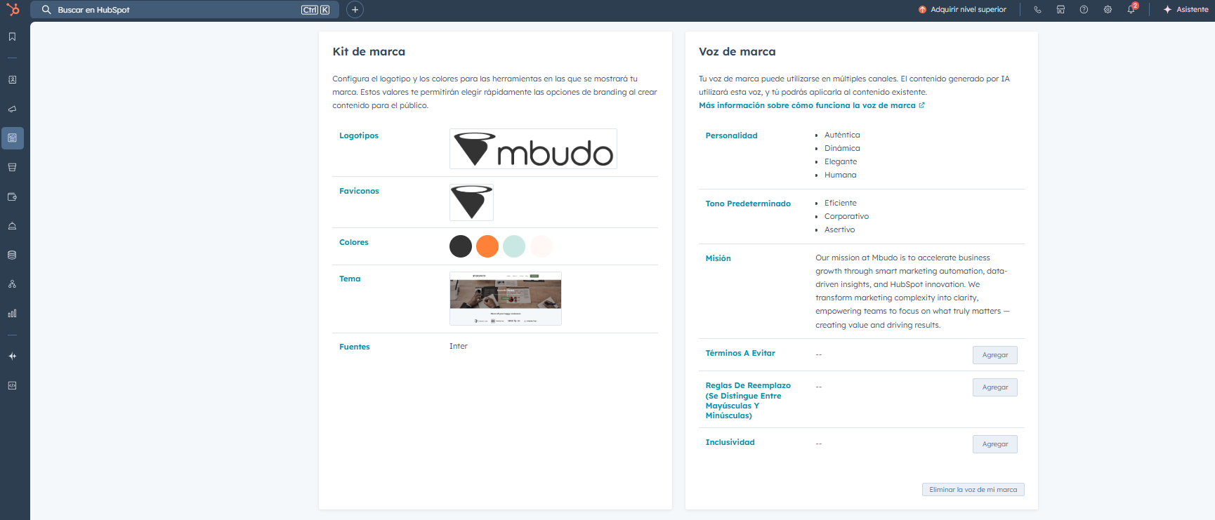 Identidad de marca HubSpot