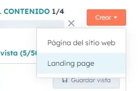 Botón Crear Landing Page