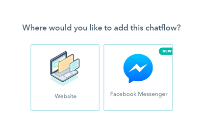 2 hubspot chatbot options for website facebook messenger